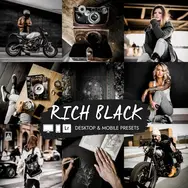 Preset Lightroom Rich Black dengan tone hitam deep dan cinematic.